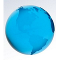 Blue Colored Crystal Globe w/ Frosted Continents (3")